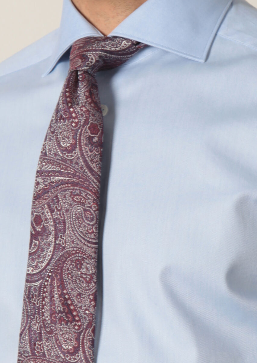 Mavi Düz Regular Fit Uzun Dokuma Klasik %100 Pamuk Gömlek - 4