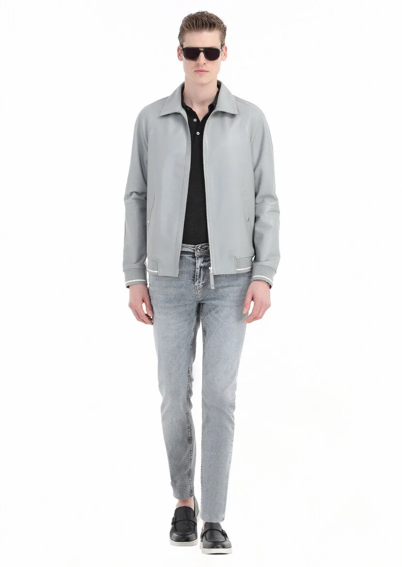 Mavi Düz Slim Fit Denim Pamuk Karışımlı Pantolon - 3
