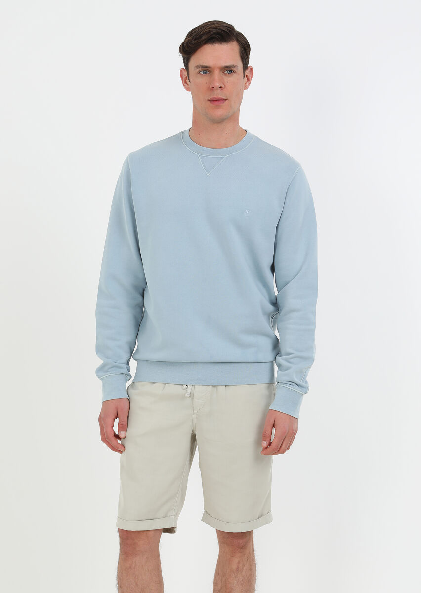 Mavi Düz Sweatshırt - 1