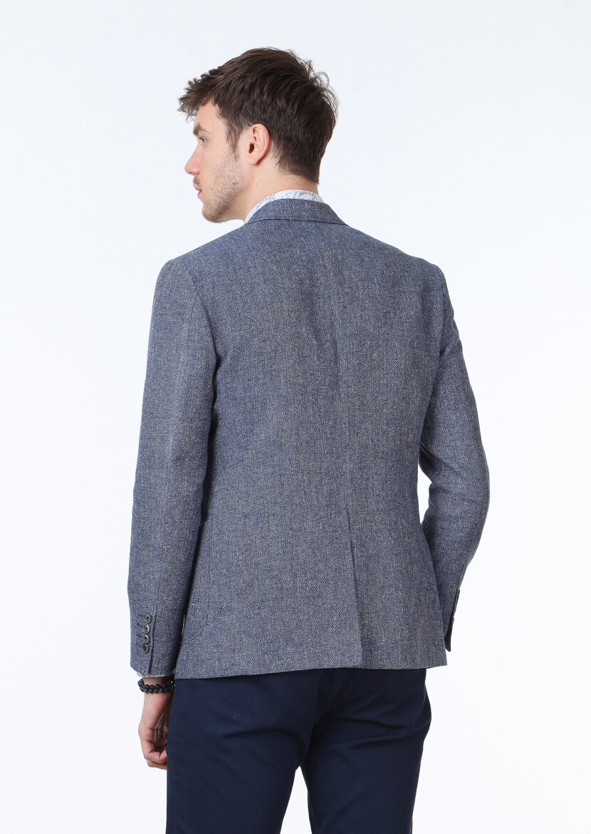 Mavi Düz Zeroweight Slim Fit Pamuk Karışımlı Ceket - 4