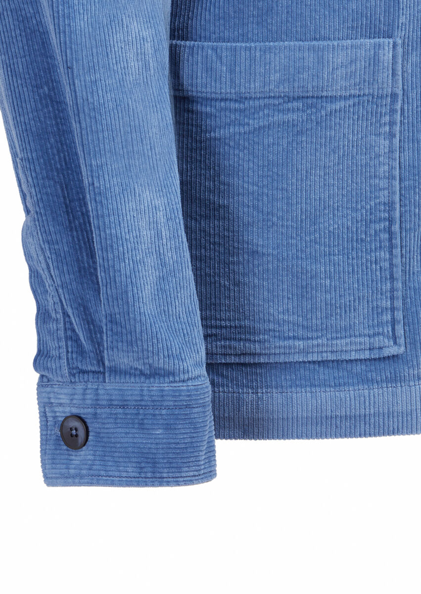 Mavi Fitilli Regular Fit Uzun Dokuma Kadife Pamuk Karışımlı Overshırt - 3