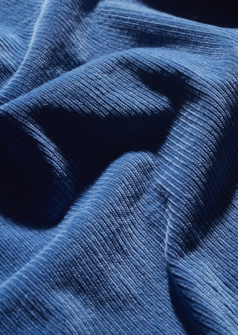 Mavi Fitilli Regular Fit Uzun Dokuma Kadife Pamuk Karışımlı Overshırt - 6