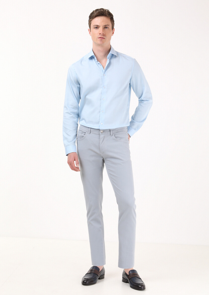 Mavi Mikro Dokuma Slim Fit Casual Pamuk Karışımlı Pantolon - 1