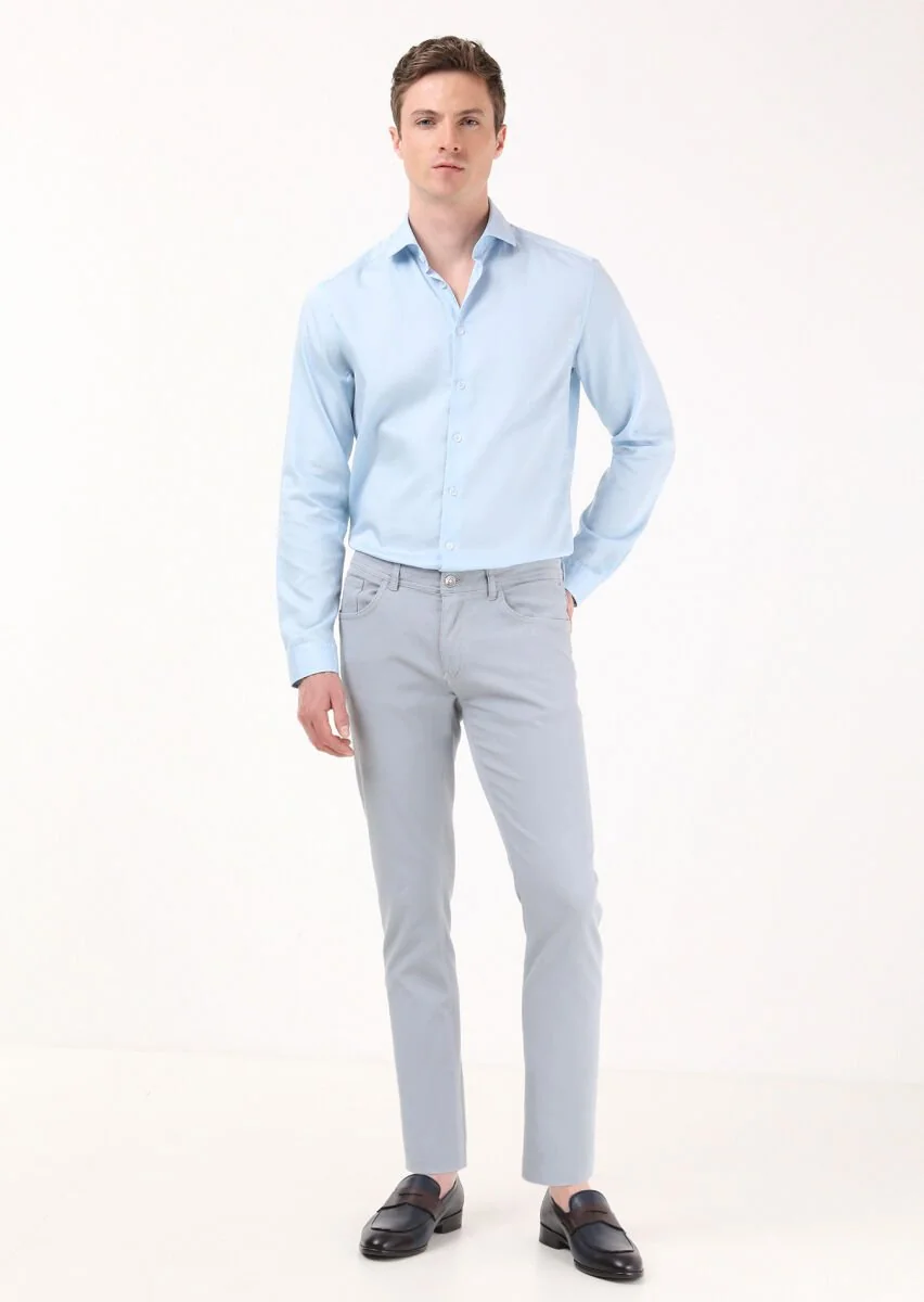 Mavi Mikro Dokuma Slim Fit Casual Pamuk Karışımlı Pantolon - 1