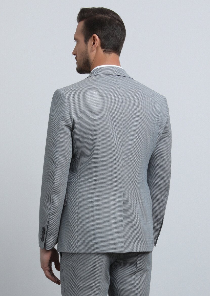 Mavi Mikro Modern Fit Yün Karışımlı Takım Elbise - 5