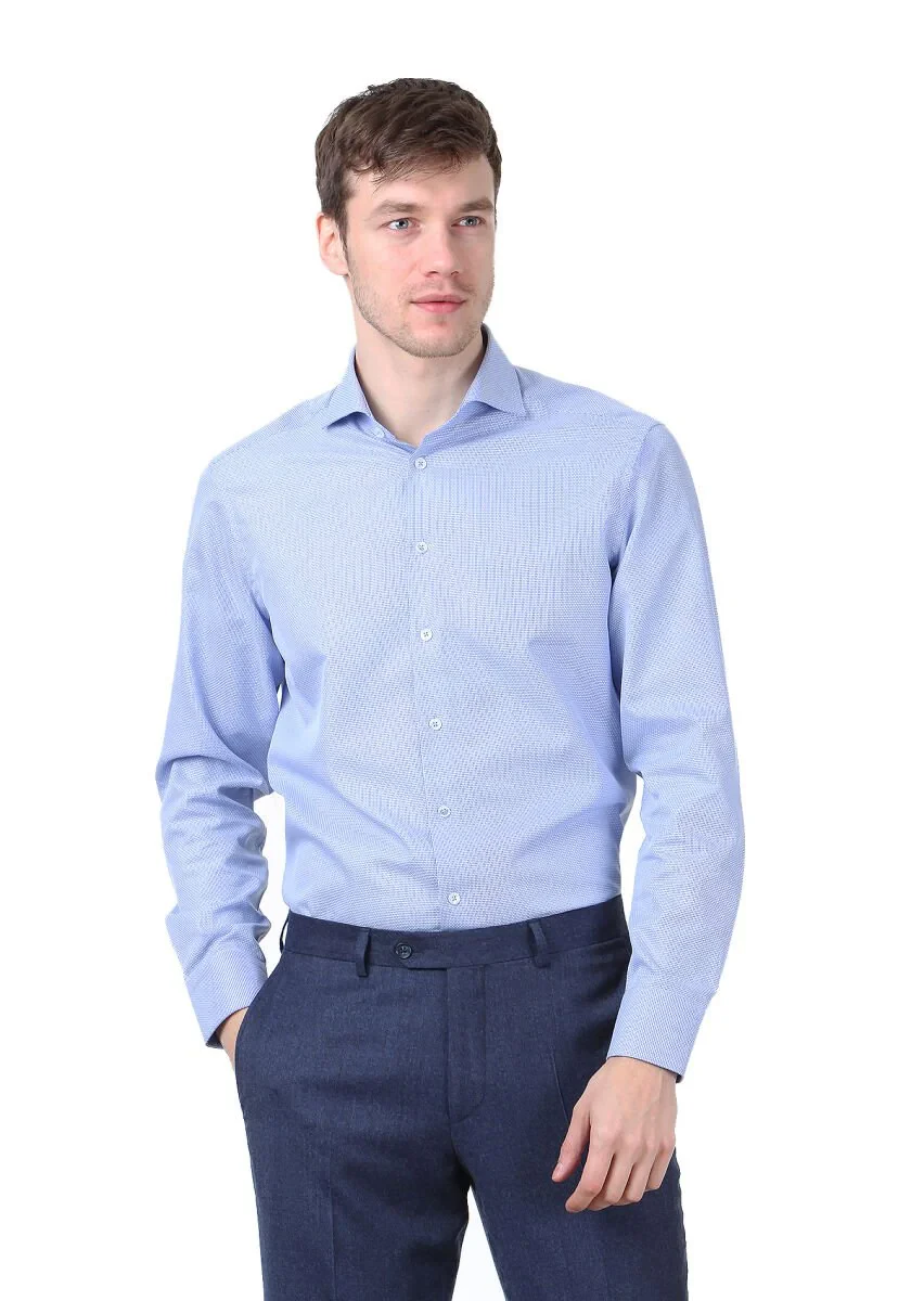 Mavi Mikro Regular Fit Dokuma Klasik %100 Pamuk Gömlek - 1