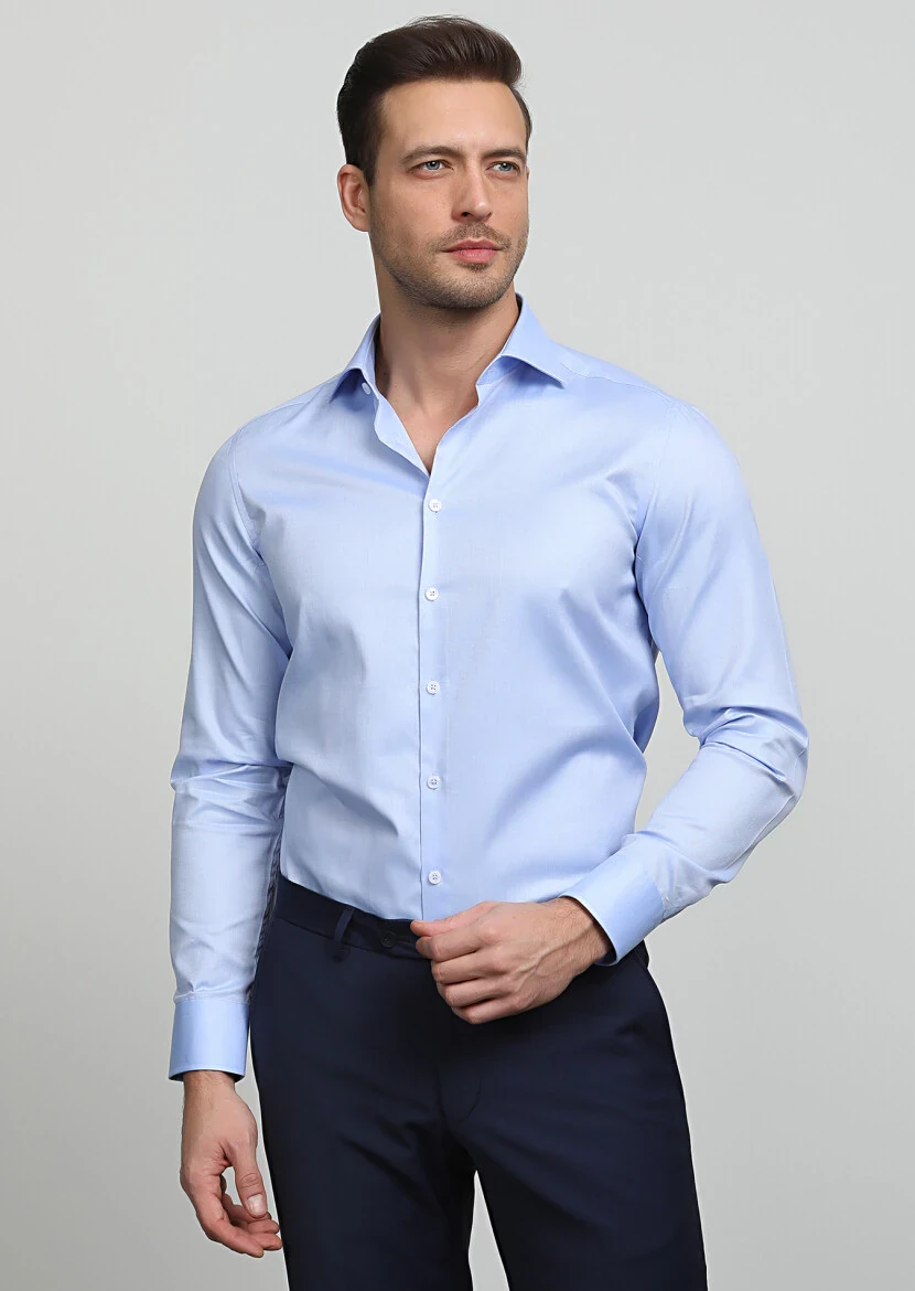 Mavi Mikro Regular Fit Dokuma Klasik %100 Pamuk Gömlek - 3