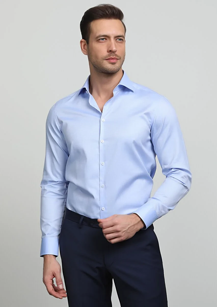 Mavi Mikro Regular Fit Dokuma Klasik %100 Pamuk Gömlek - 3