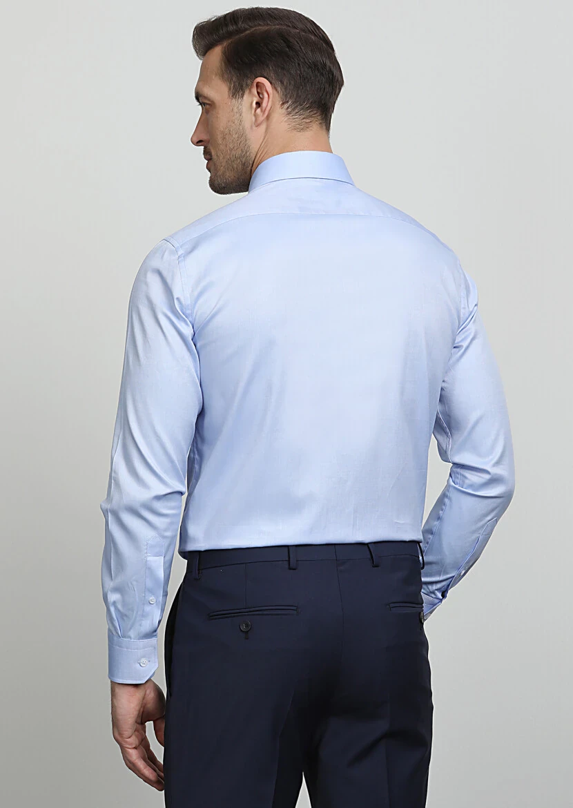 Mavi Mikro Regular Fit Dokuma Klasik %100 Pamuk Gömlek - 4