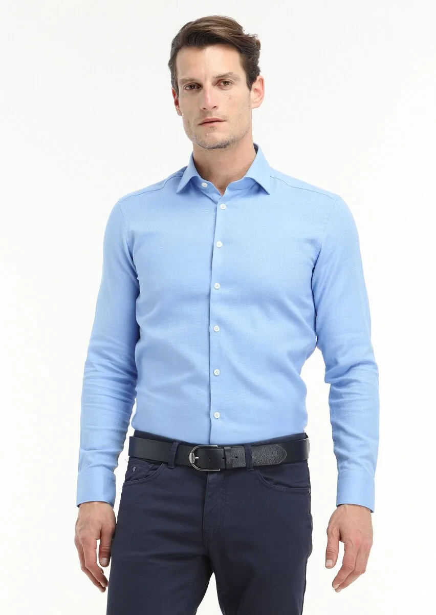 Mavi Mikro Regular Fit Dokuma Klasik %100 Pamuk Gömlek - 2