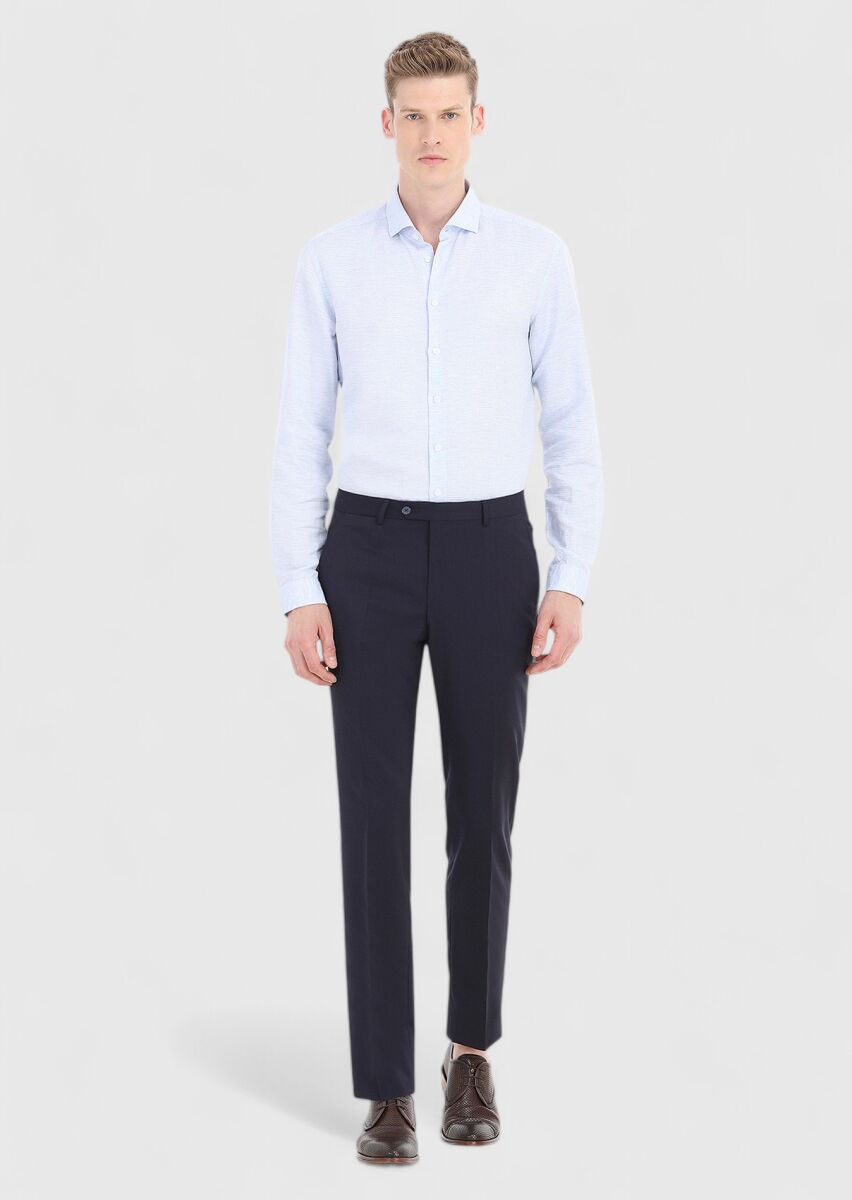 Mavi Mikro Regular Fit Uzun Dokuma Casual Pamuk Karışımlı Gömlek - 1