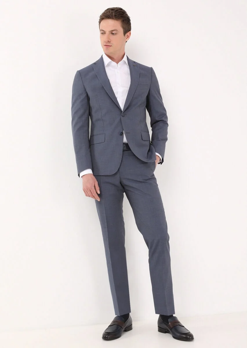 Mavi Mikro Zeroweight Slim Fit %100 Yün Takım Elbise - 3