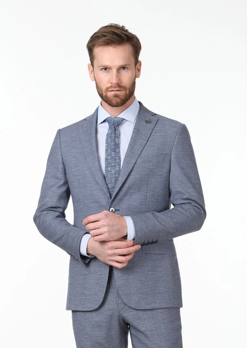 Mavi Mikro Zeroweight Slim Fit Yün Karışımlı Takım Elbise - 1