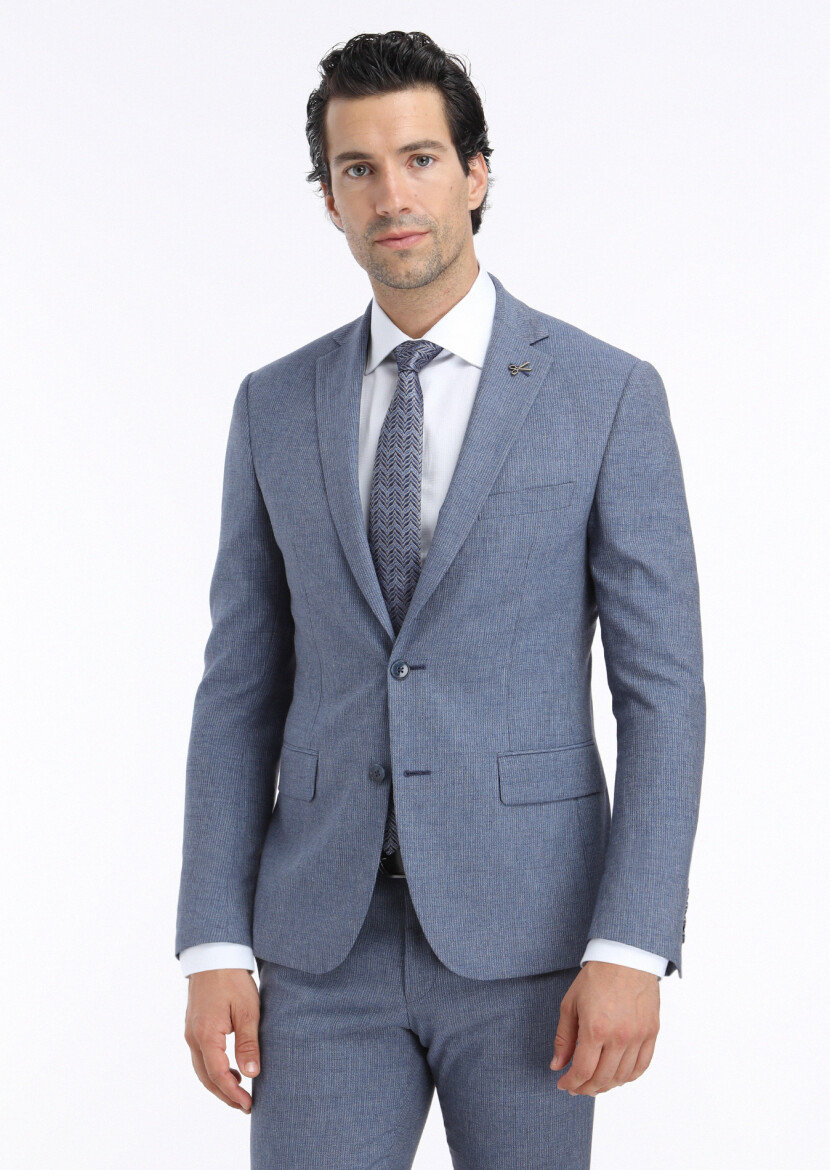 Mavi Mikro Zeroweight Slim Fit Yün Karışımlı Takım Elbise - 2