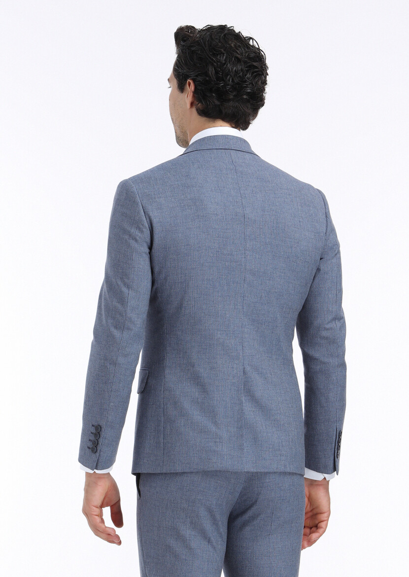 Mavi Mikro Zeroweight Slim Fit Yün Karışımlı Takım Elbise - 5