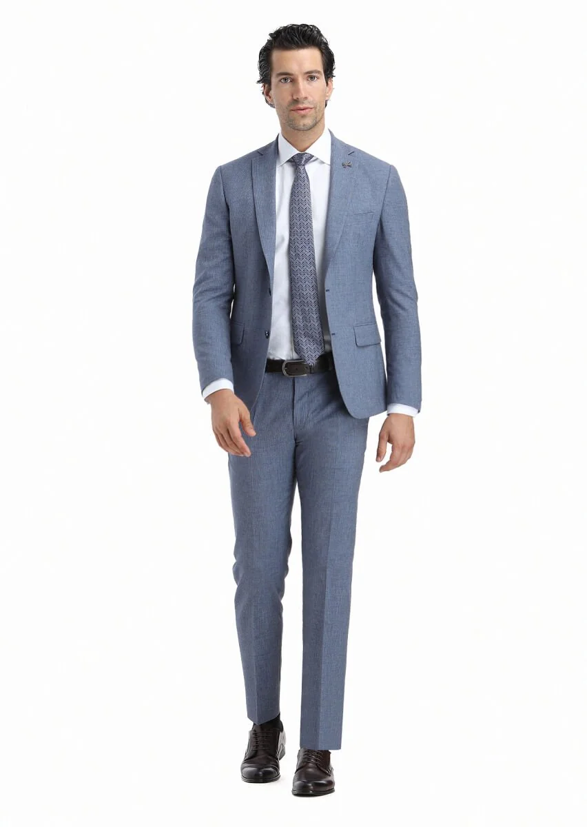 Mavi Mikro Zeroweight Slim Fit Yün Karışımlı Takım Elbise - 1