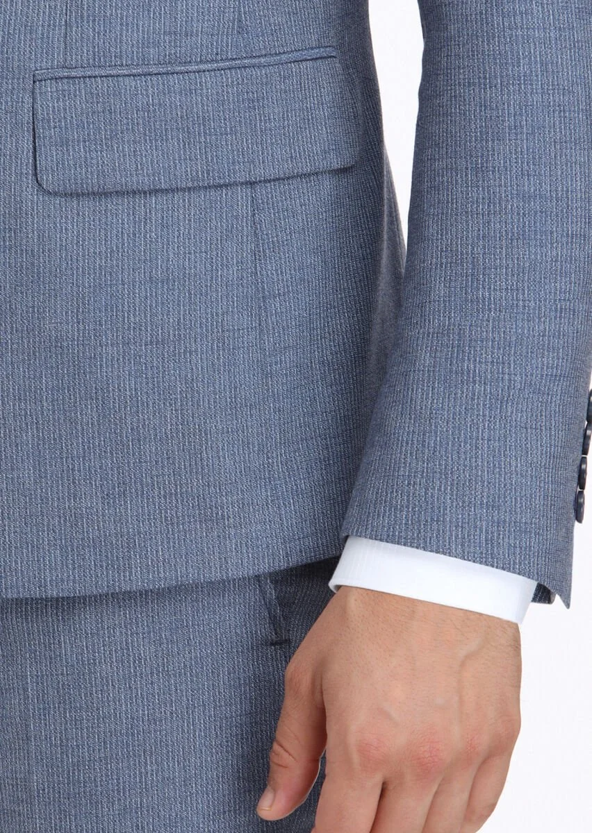 Mavi Mikro Zeroweight Slim Fit Yün Karışımlı Takım Elbise - 4
