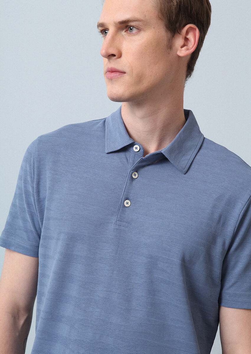 Mavi Polo Yaka %100 Pamuk T-Shirt - 2