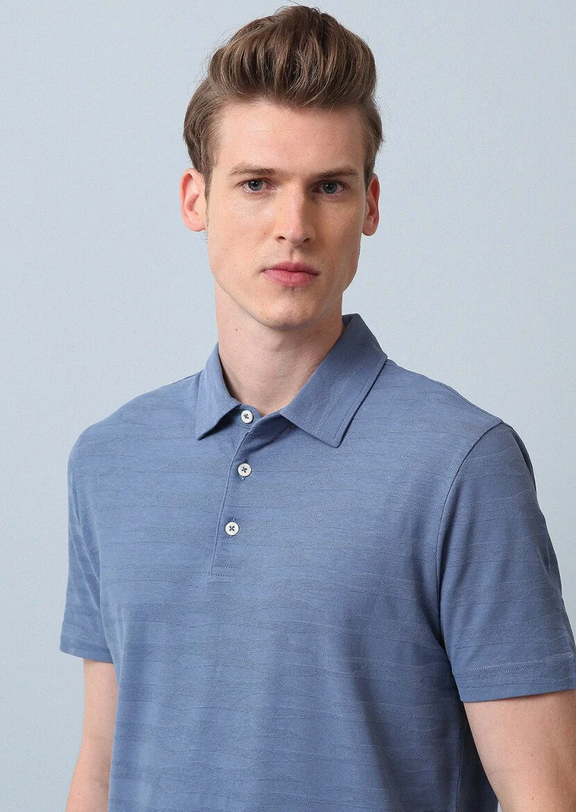 Mavi Polo Yaka %100 Pamuk T-Shirt 