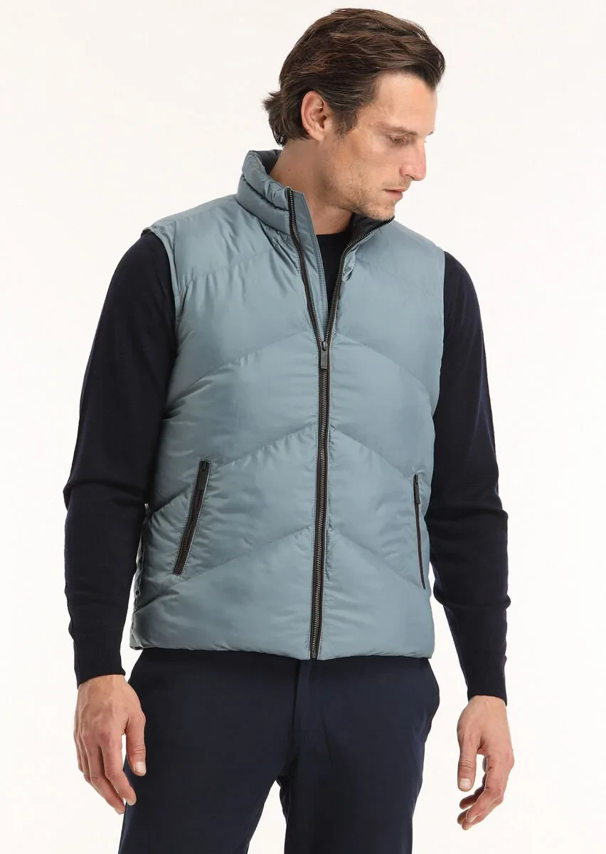 Mavi Regular Fit Dik Yaka Casual Dokuma Spor Yelek - 2