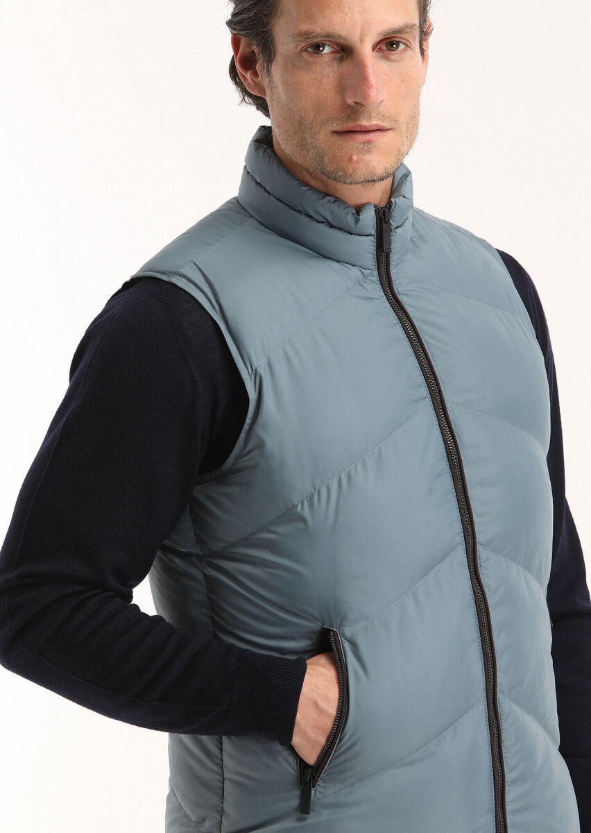 Mavi Regular Fit Dik Yaka Casual Dokuma Spor Yelek - 2