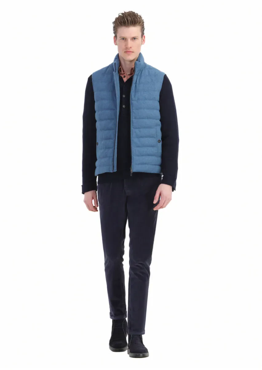 Mavi Regular Fit Dik Yaka Casual Dokuma Spor Yelek - 2