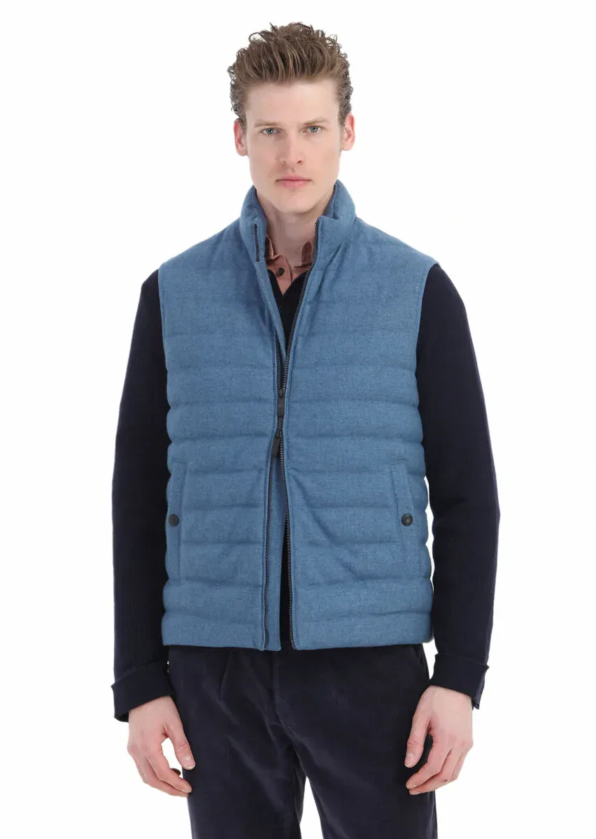 Mavi Regular Fit Dik Yaka Casual Dokuma Spor Yelek - 3
