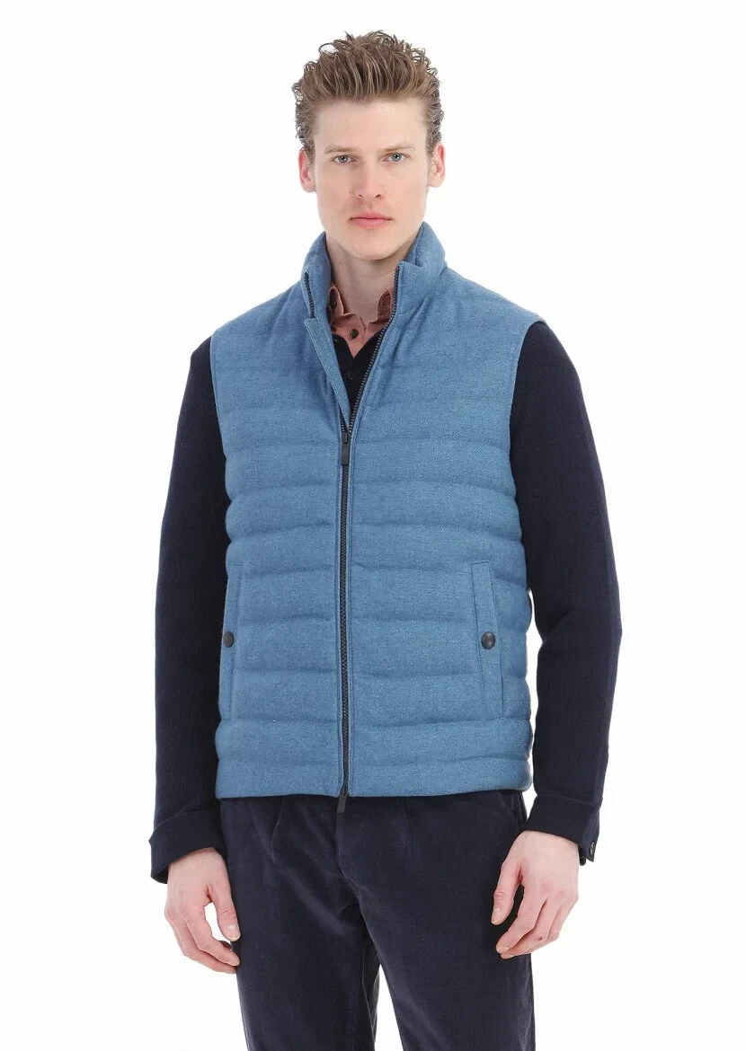 Mavi Regular Fit Dik Yaka Casual Dokuma Spor Yelek - 4