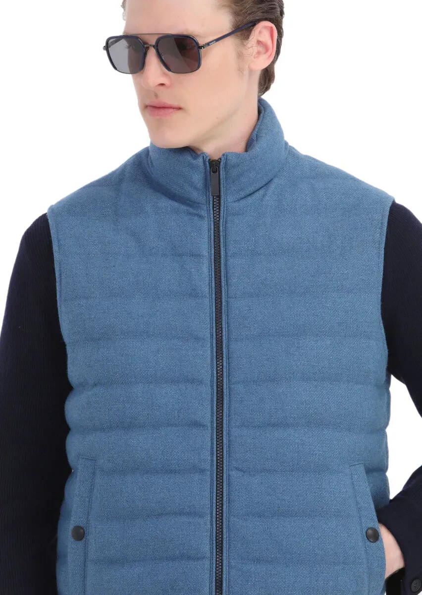 Mavi Regular Fit Dik Yaka Casual Dokuma Spor Yelek - 5