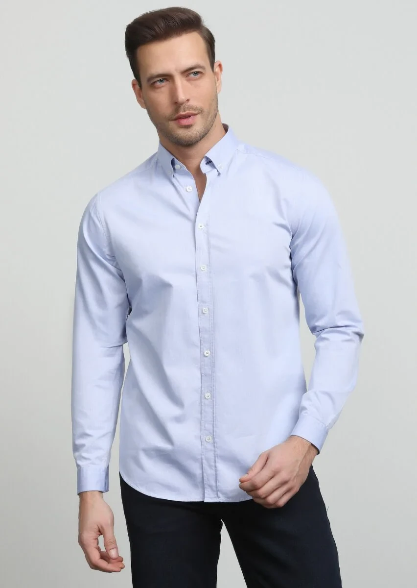 Mavi Regular Fit Dokuma Casual %100 Pamuk Gömlek - 1