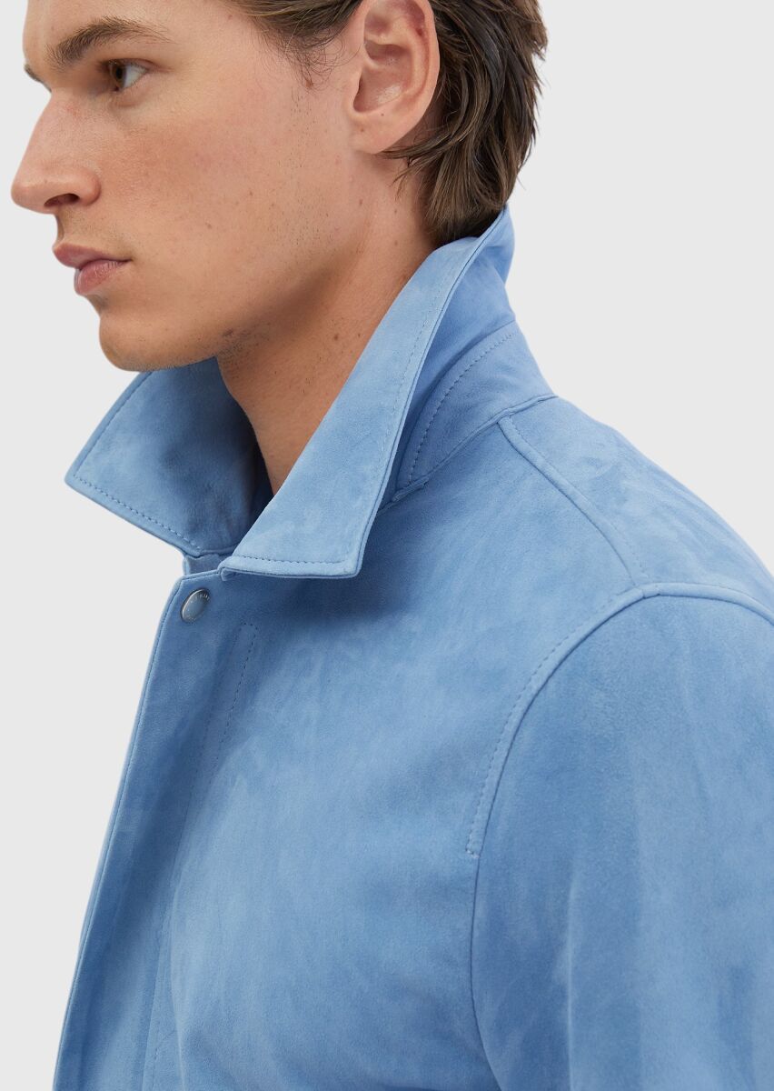 Mavi Regular Fit Gömlek Yaka Casual Deri Mont - 6