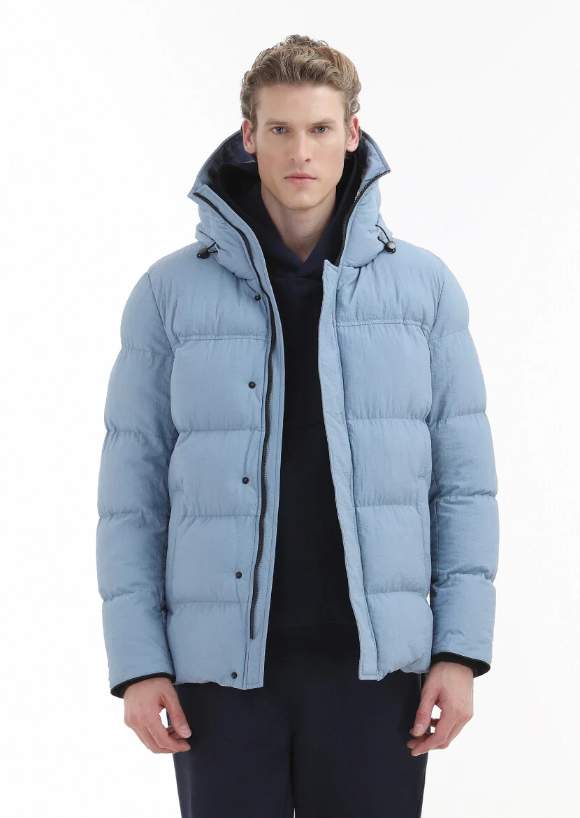 Mavi Regular Fit Kapüşonlu Casual Dokuma Mont - 1