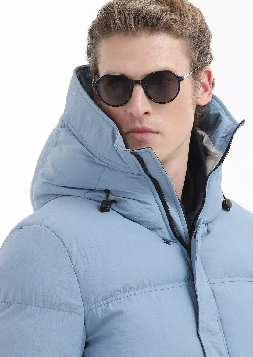 Mavi Regular Fit Kapüşonlu Casual Dokuma Mont - 4