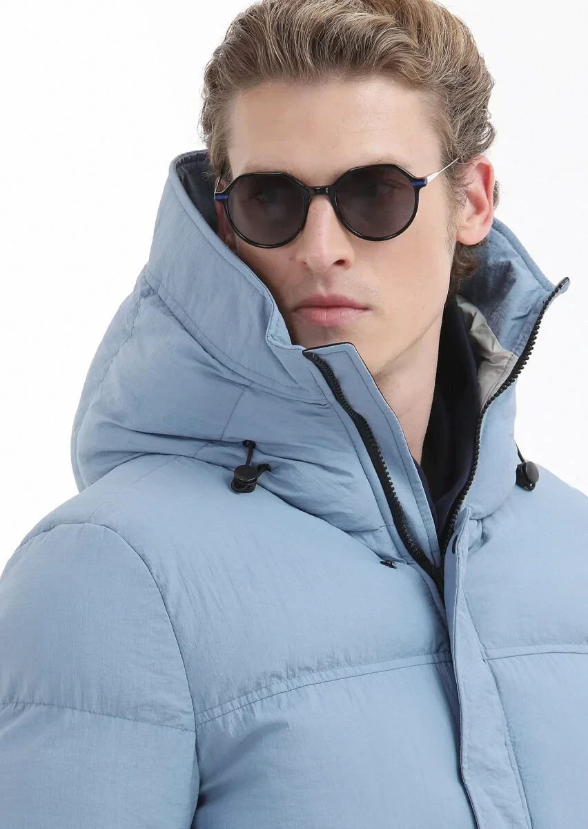 Mavi Regular Fit Kapüşonlu Casual Dokuma Mont - 4