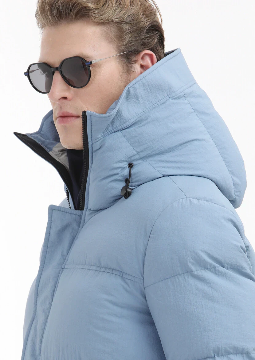 Mavi Regular Fit Kapüşonlu Casual Dokuma Mont - 5