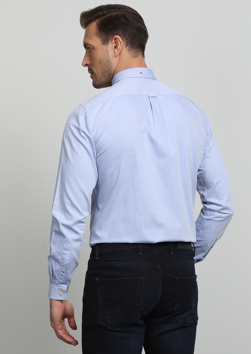Mavi Regular Fit Uzun Dokuma Casual %100 Pamuk Gömlek - 4