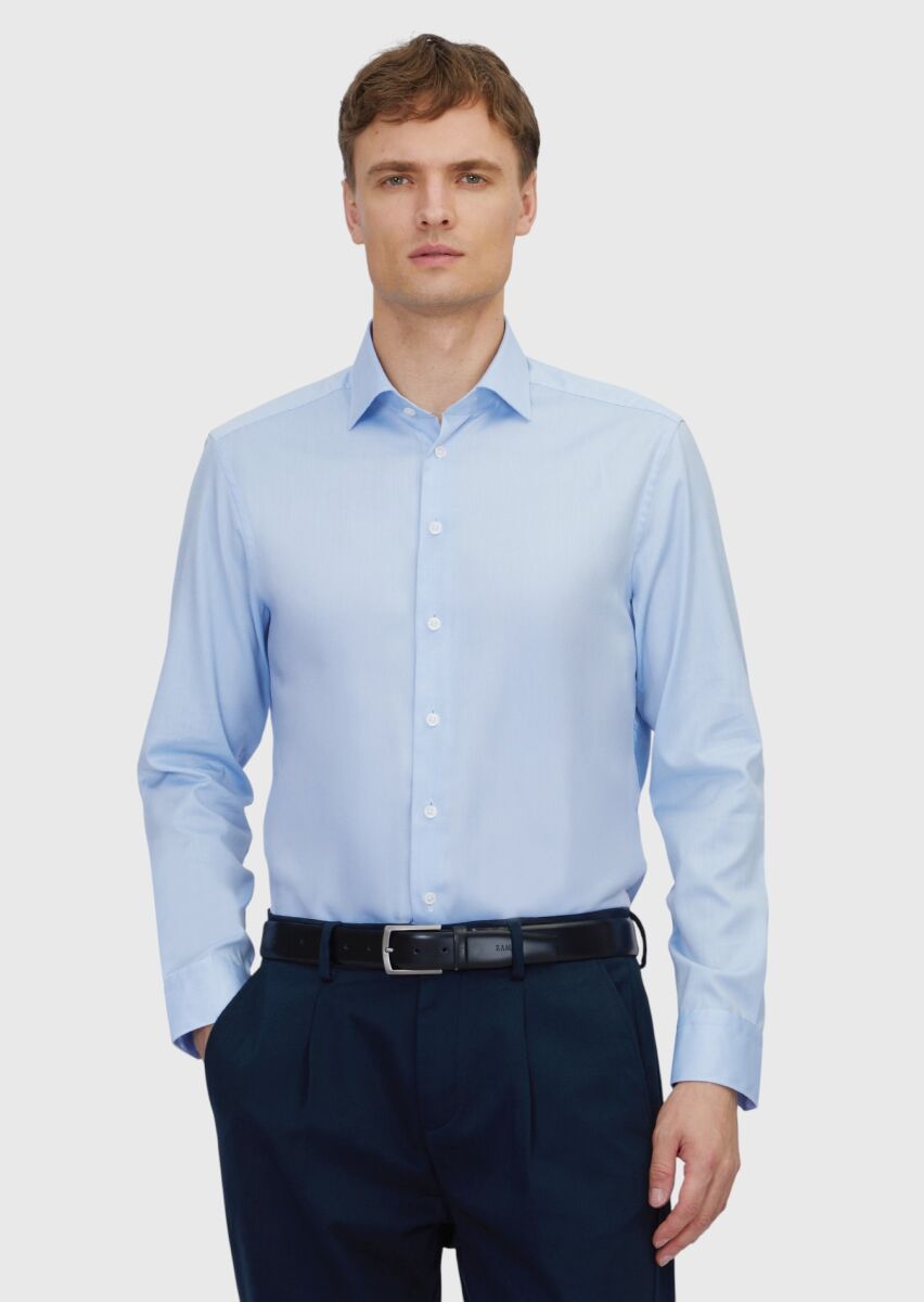 Mavi Regular Fit Uzun Dokuma Klasik %100 Pamuk Gömlek - 1