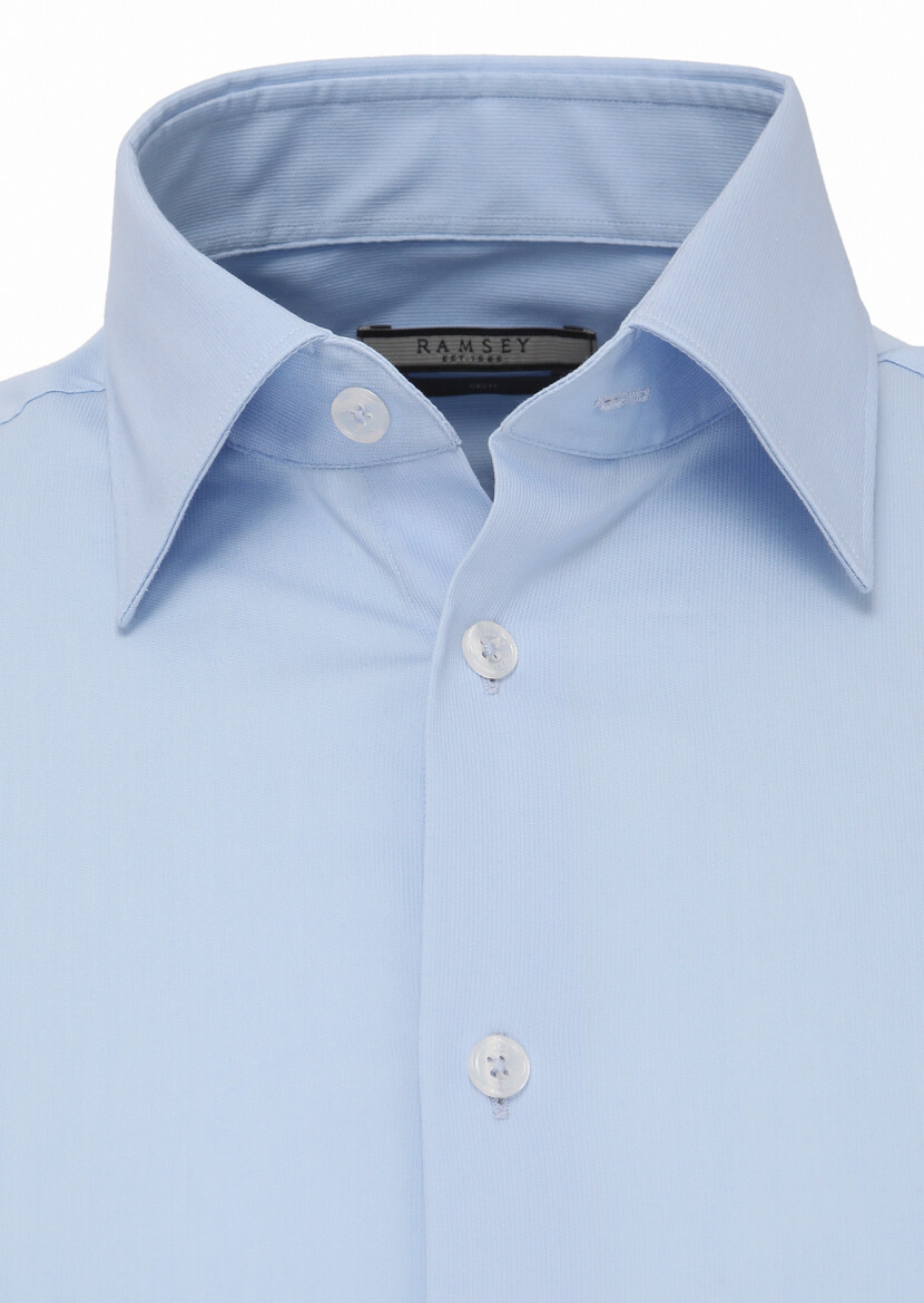 Mavi Slim Fit Uzun Dokuma Klasik Pamuk Karışımlı Gömlek 
