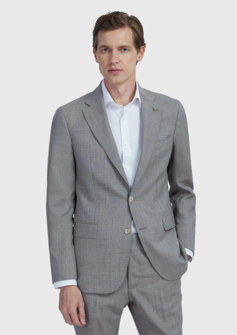 Mink Checkered Zeroweight Slim Fit 100% Wool Suit - 1