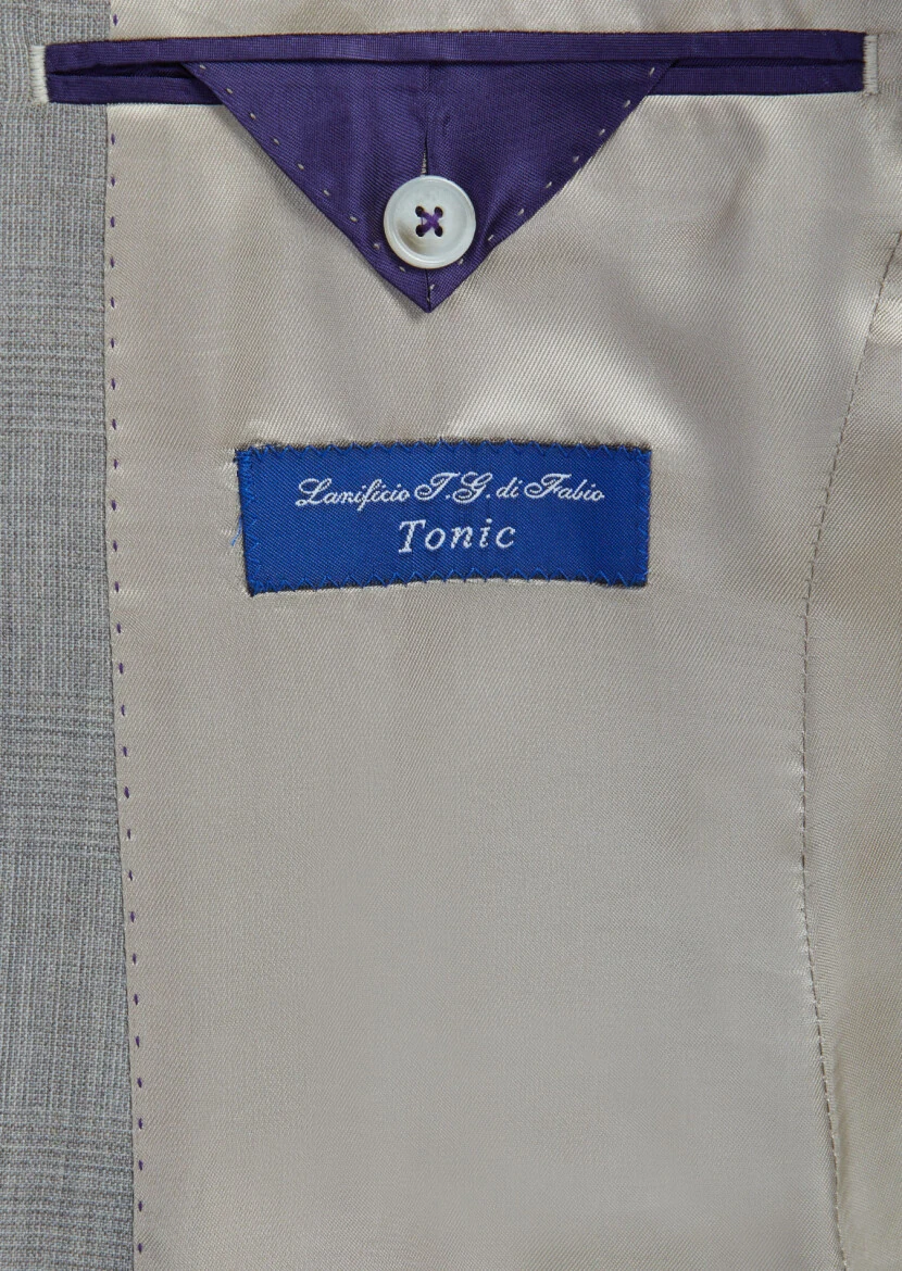 Mink Checkered Zeroweight Slim Fit 100% Wool Suit - 6