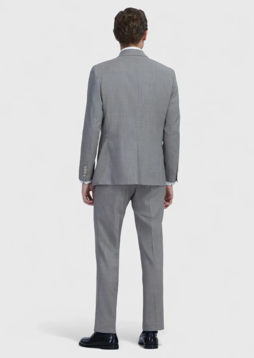 Mink Checkered Zeroweight Slim Fit 100% Wool Suit - 7