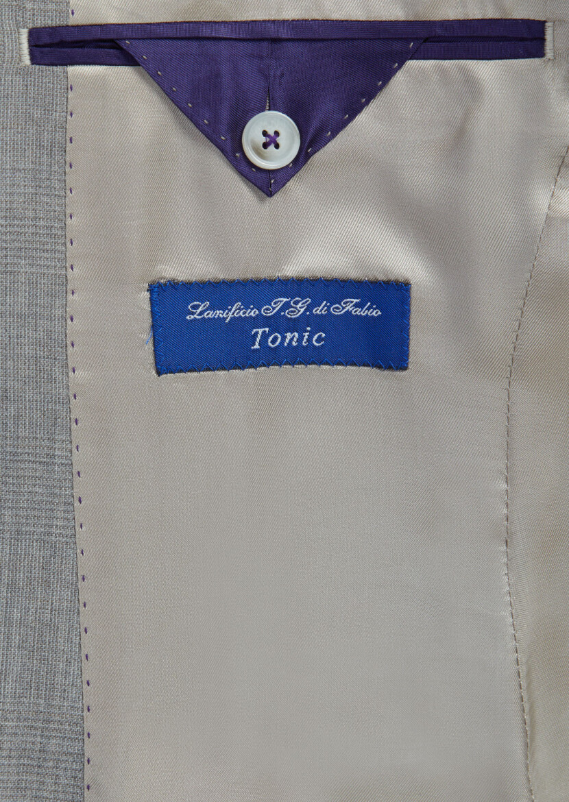 Mink Checkered Zeroweight Slim Fit 100% Wool Suit - 6