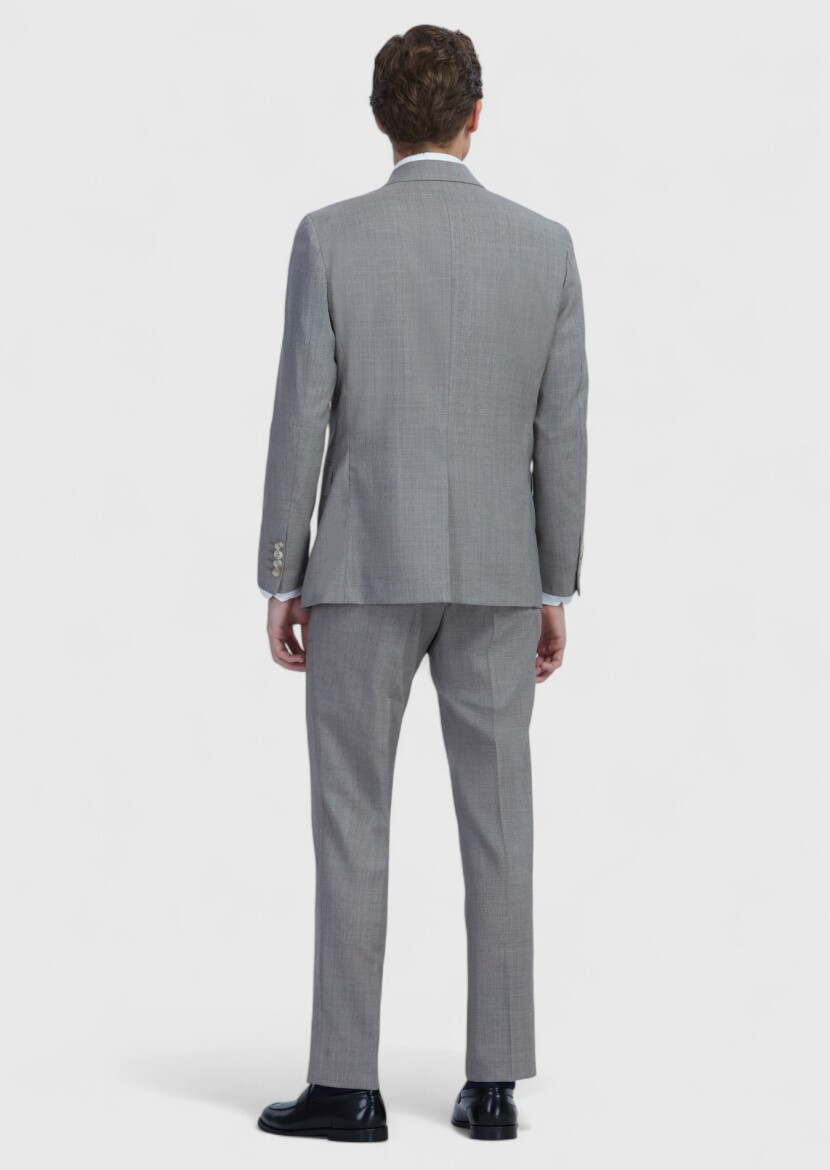 Mink Checkered Zeroweight Slim Fit 100% Wool Suit - 7