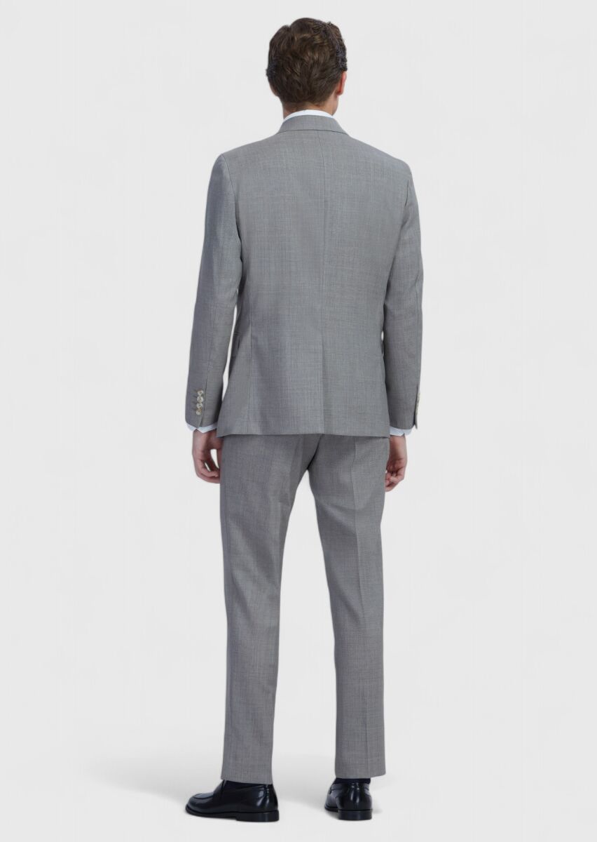 Mink Checkered Zeroweight Slim Fit 100% Wool Suit - 7
