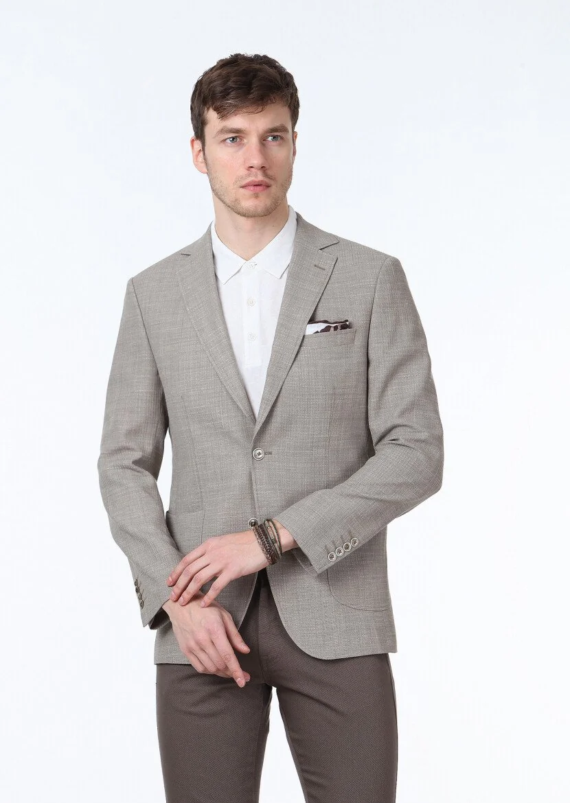Mink Micro Modern Fit Wool Blended Jacket - 1