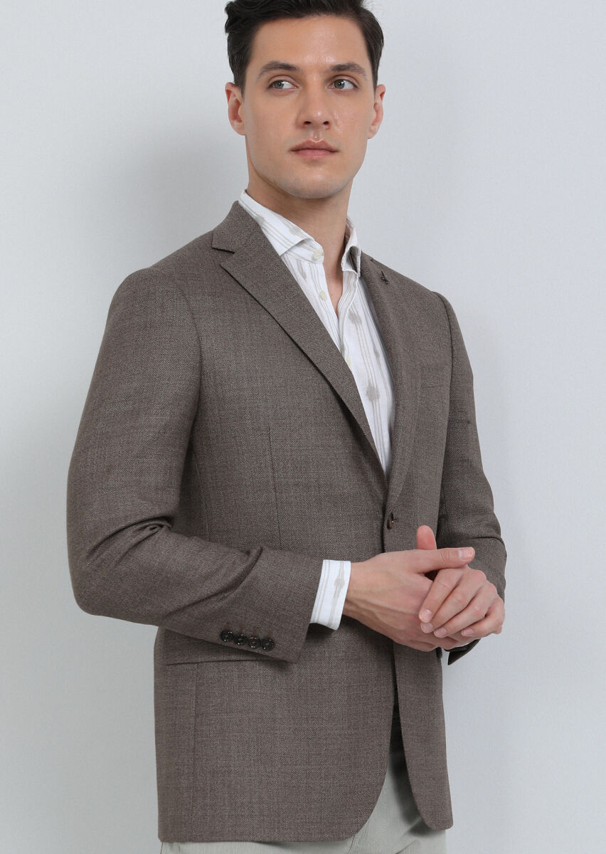 Mink Micro Regular Fit 100% Wool Jacket - 2