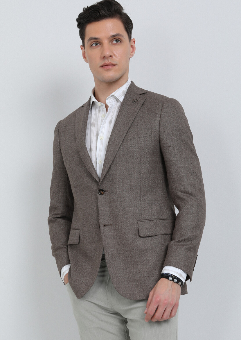 Mink Micro Regular Fit 100% Wool Jacket - 3