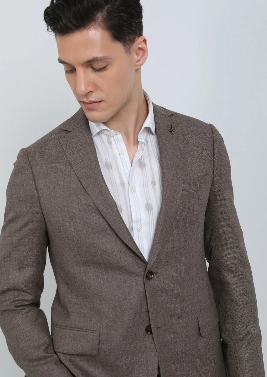 Mink Micro Regular Fit 100% Wool Jacket - 1