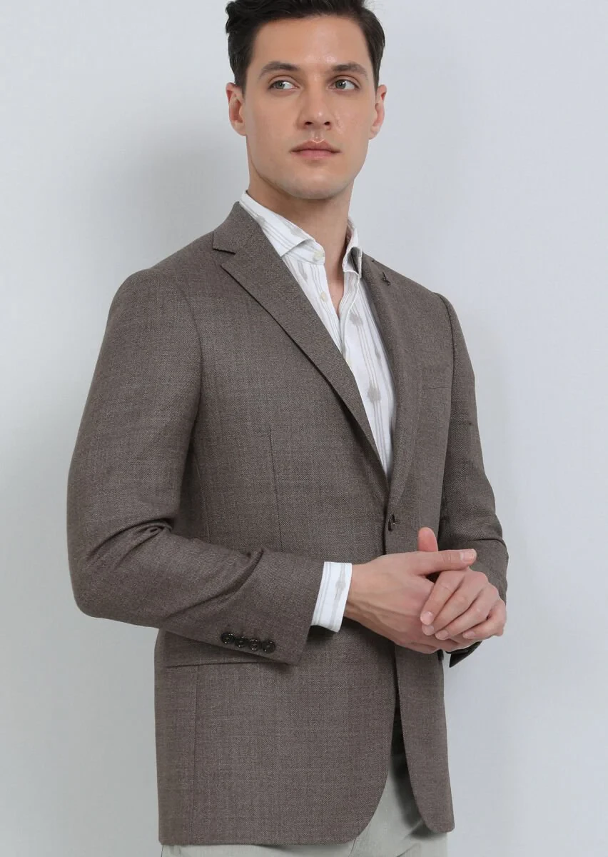Mink Micro Regular Fit 100% Wool Jacket - 2
