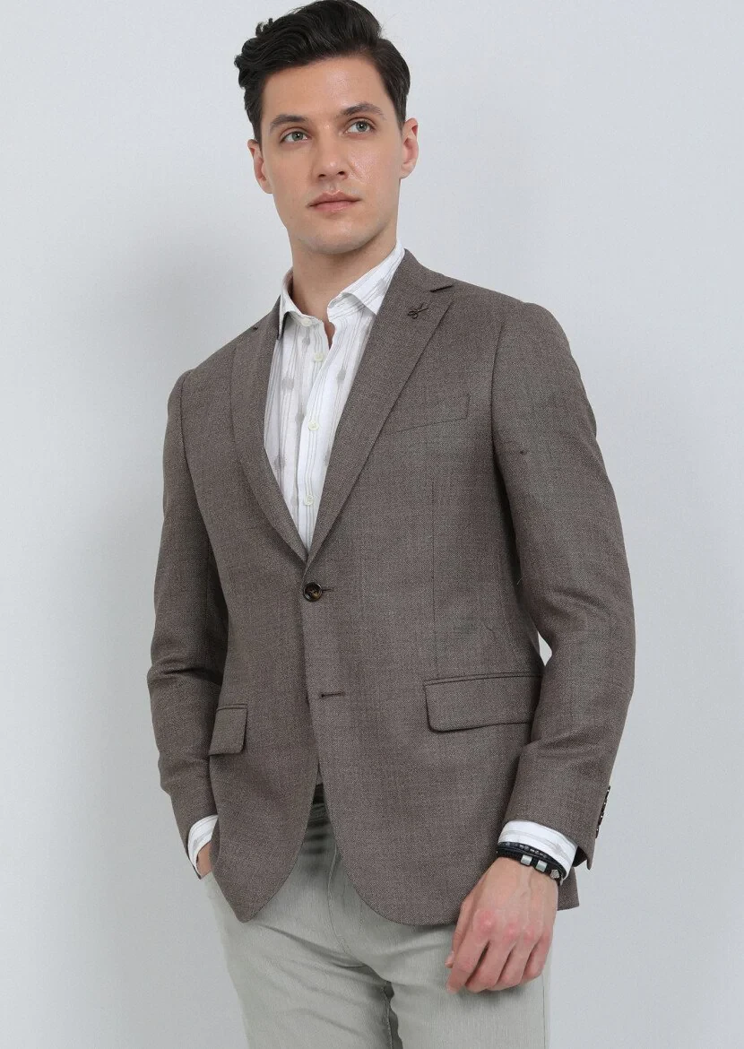 Mink Micro Regular Fit 100% Wool Jacket - 3